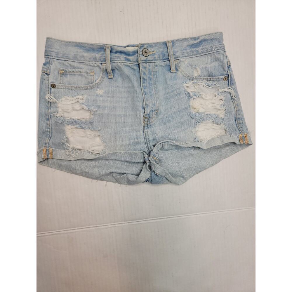 Abercrombie And Fitch Denim Shorts Womens SZ 28 Mid Rise Distressed Festival